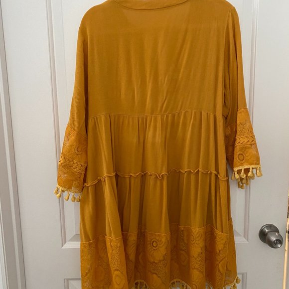 Mustard Fringe Dress - Picture 4 of 4